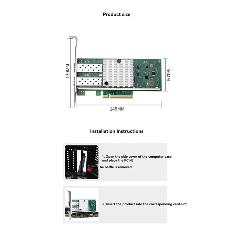 10Gb Sfp+ Pcie Network Card Dual Port - Karta sieciowa X520-DA1 10Gb SFP+ z