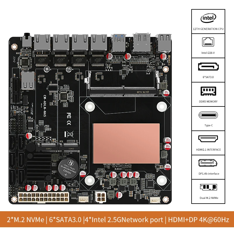 Nas Motherboard N100 6 Sata - Płyta główna NAS N100/N150 z 6