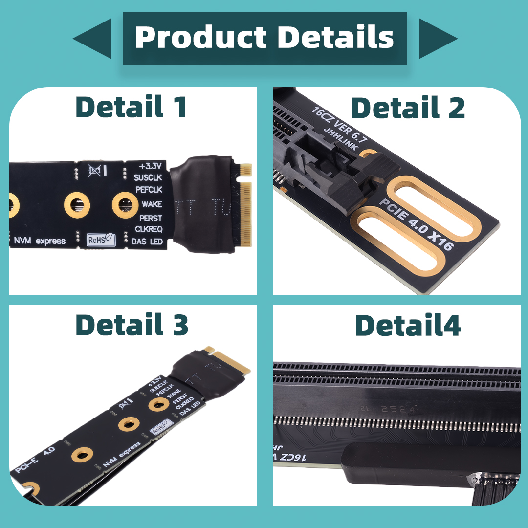 Adapter M.2 NVMe do PCIe X16 9 – Pcie 4.0 X16 Riser Cable 90 Degree recenzja i cena